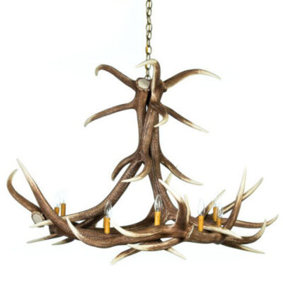 Cast Horn Designs Faux 6 Antler Elk Chandelier