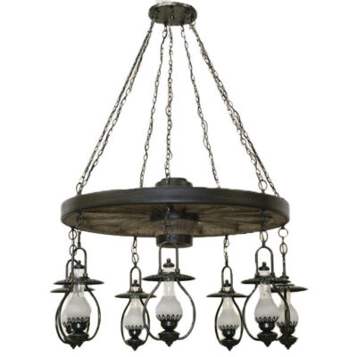 Durango Wagon Wheel 7 Light Lantern Chandelier