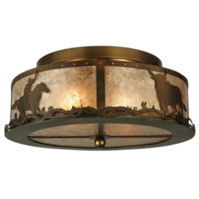Meyda Cowboy and Steer Flushmount Ceiling Light
