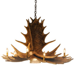 Cast Horn Designs Faux 6 Antler Moose Chandelier with Downlight