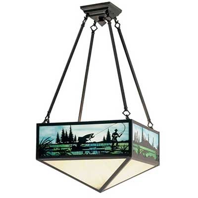 Fly Fishing Creek Semi-Flushmount Pendant