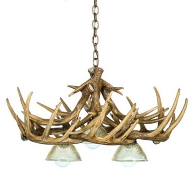 Whitetail Deer 10 Faux Antler Chandelier with 3 Downlights