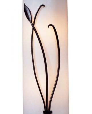 Dark Smoke Finish - White Art Glass - Left Position