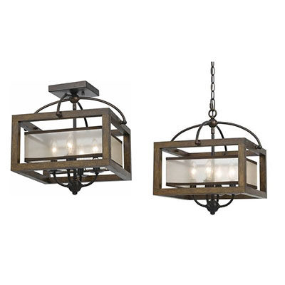 Cal Lighting Mission 4 Lt Semi-Flush Ceiling Light/Pendant