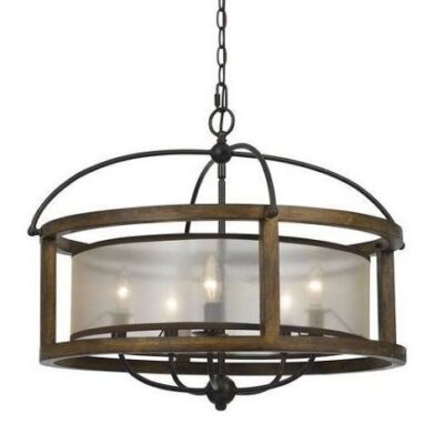 Cal Lighting Mission 5 Light Round Chandelier