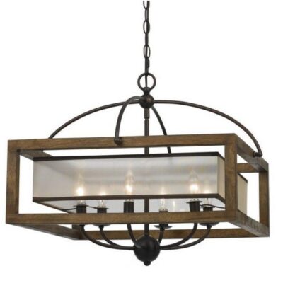 Cal Lighting Mission 6 Light Square Chandelier
