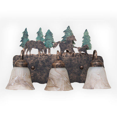 CCBF805-04-19 - Horse Design - Pine Trees Background - All Green Trees - Color C154 w/green trees - FLG4 Glass