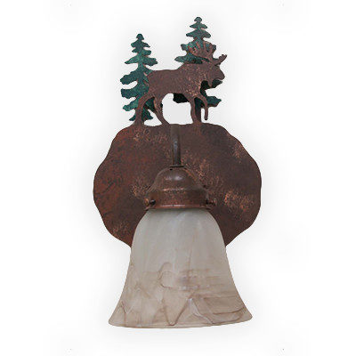 CCBF805-04-7 - Moose Design - Pine Trees Background - Color C128 w/green trees - FLG4 Glass