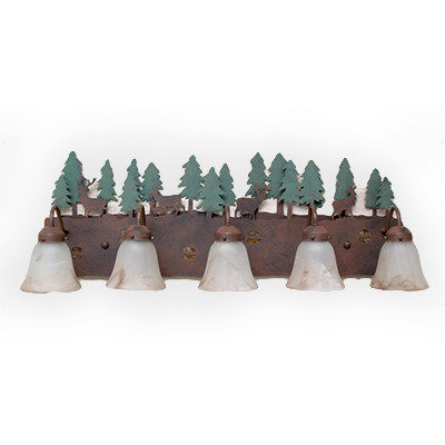 CCBF805-04-36  - Deer Design - Pine Trees Background - All Green Trees - Color C121 w/green trees - FLG4 Glass