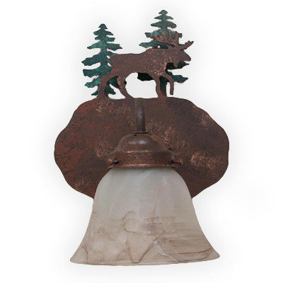 CCBF807-04-6 - Moose Design - Pine Trees Background - All Green Trees - Color C128 - FLG4 Glass