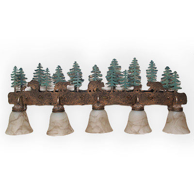 CCBF807-04-36 - Bear Design - Pine Trees Background - All Green Trees - Color C154 w/green trees - FLG4 Glass