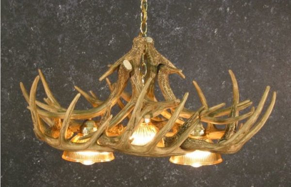 Cast Horn Designs Faux 10 Antler White Tail Chandelier with 3 Downlights