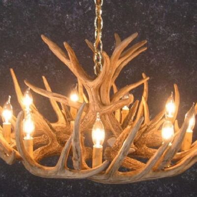 Cast Horn Designs Faux 12 Antler White Tail Cascade Chandelier