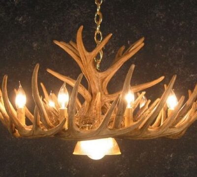 Cast Horn Designs Faux 12 Antler White Tail Cascade Chandelier