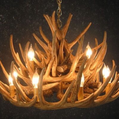 Cast Horn Designs Faux 21 Antler White Tail Cascade Chandelier