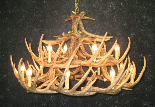 Cast Horn Designs Faux 24 Antler White Tail Chandelier