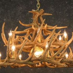 Cast Horn Designs Faux 24 Antler White Tail Chandelier with Downlight