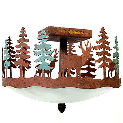 Deer Design - Color C128 w/green trees - Pinecone Finial