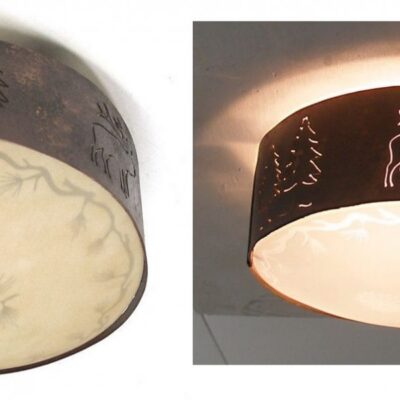 CL840-12 - Semi-Flush Mount - Elk Design - Color C128 - Pinecone Glass - Pinecone Finial