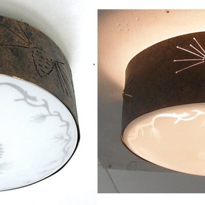 CL840-12 - Semi-Flush Mount - Pinecone Design - Color C154 - Pinecone Glass - Pinecone Finial