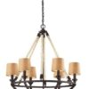 Natural Rope 6 Light Chandelier w/Shades
