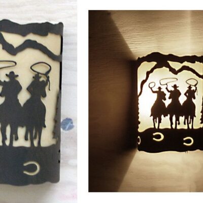 Three Riding Cowboys Western Lighting