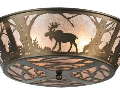 Northwoods Moose at Dawn Flushmount Ceiling Light