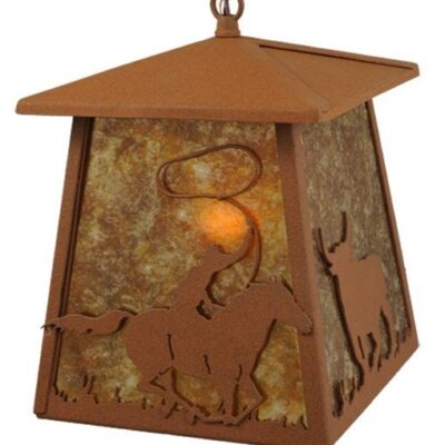 Cowboy and Steer Lantern Pendant
