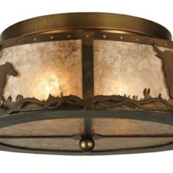 Cowboy and Steer Flushmount Ceiling Light