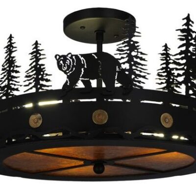 Northwoods Bear at Dusk Flushmount Ceiling Light