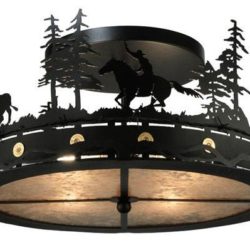 Cowboy and Steer Flushmount Ceiling Light