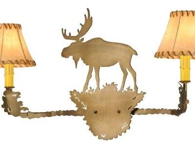 Moose 2 Light Rawhide Shade Bath Vanity