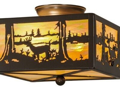 Deer at Lake Flushmount Ceiling Light