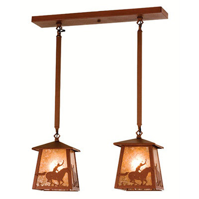 Cowboy and Steer 2 Light Island/Pool Table Light