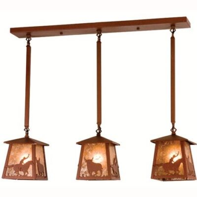 Meyda Cowboy and Steer 3 Lt Island/Pool Table Light