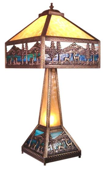 Meyda Deer Lodge Lighted Base Table, Rustic Lodge Table Lamps