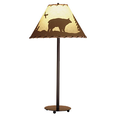 Bear in the Woods Painted Table Lamp