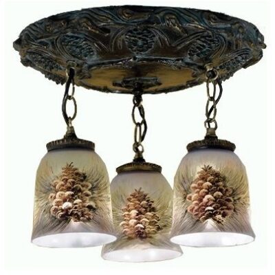 Northwoods Pinecone 3 Light Hand Painted Pendant