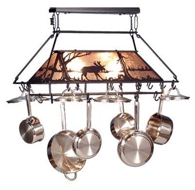 Meyda Moose at Lake Lighted Pot Rack