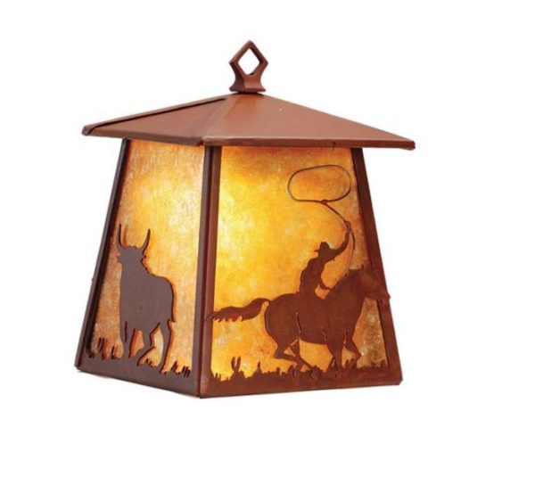 Cowboy and Steer Hanging Wall Sconce
