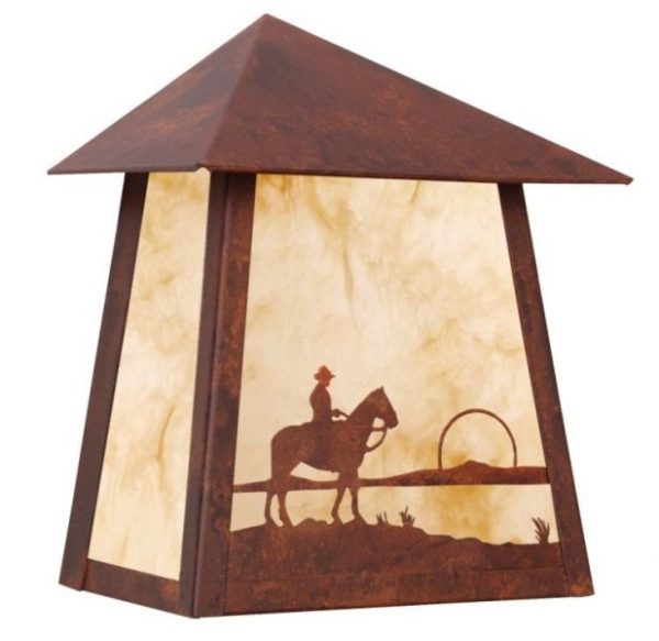 Cowboy Sunset Tri Roof Wall Sconce