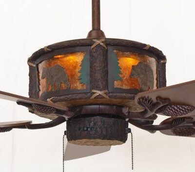 Timber Creek Ceiling Fan Bear Scene with Amber Mica Liner