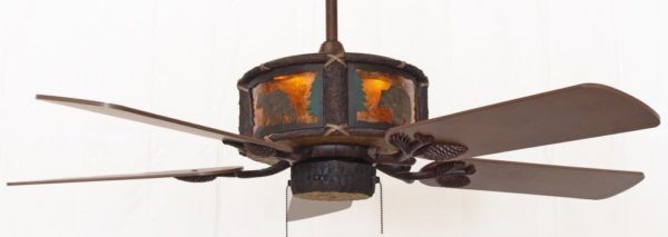 Timber Creek Ceiling Fan Bear Scene with Amber Mica Liner