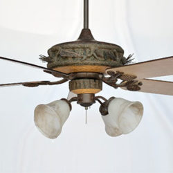 Forest Breeze Ceiling Fan Shown with optional KVLK2-FBZ Light Kit (FLG4 Glass)