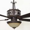 Copper Canyon Sheridan Ceiling Fan Shown with 3 Riders Scene and Stars - Silver Mica Liner