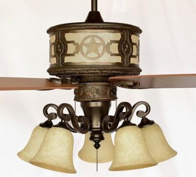 Sheridan Ceiling Fan Shown with CMLK37CFL-BRZ Light Kit (Textured Antique White Scavo Glass)