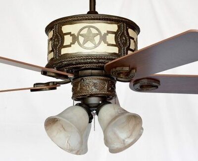 Copper Canyon Sheridan Ceiling Fan Shown with KVLK1-BRZ Light Kit (FLG4 Glass)