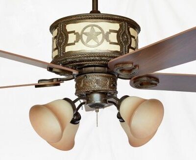 Sheridan Ceiling Fan Shown with KVLK2-BRZ Light Kit (FLG10 Glass)