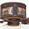 Timber Creek Ceiling Hugger Fan Log Cabin Scene with Silver Mica Liner