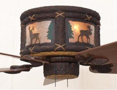Timber Creek Ceiling Hugger Fan Forest 1 Scene with Silver Mica Liner